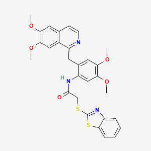 molecular formula C29H27N3O5S2 B4723609 2-(1,3-benzothiazol-2-ylthio)-N-{2-[(6,7-dimethoxyisoquinolin-1-yl)methyl]-4,5-dimethoxyphenyl}acetamide 