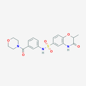 molecular formula C20H21N3O6S B4723617 2-methyl-N-[3-(4-morpholinylcarbonyl)phenyl]-3-oxo-3,4-dihydro-2H-1,4-benzoxazine-6-sulfonamide 