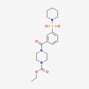 molecular formula C19H27N3O5S B4723638 ethyl 4-[3-(1-piperidinylsulfonyl)benzoyl]-1-piperazinecarboxylate 