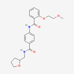 molecular formula C22H26N2O5 B4723642 2-(2-methoxyethoxy)-N-(4-{[(tetrahydro-2-furanylmethyl)amino]carbonyl}phenyl)benzamide 