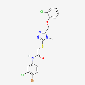 molecular formula C18H15BrCl2N4O2S B4723697 N-(4-bromo-3-chlorophenyl)-2-({5-[(2-chlorophenoxy)methyl]-4-methyl-4H-1,2,4-triazol-3-yl}thio)acetamide 