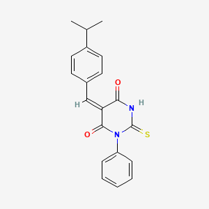 molecular formula C20H18N2O2S B4723726 5-(4-isopropylbenzylidene)-1-phenyl-2-thioxodihydro-4,6(1H,5H)-pyrimidinedione 