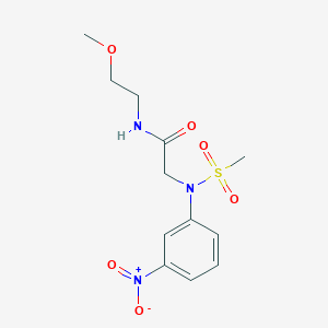 molecular formula C12H17N3O6S B4723729 N~1~-(2-methoxyethyl)-N~2~-(methylsulfonyl)-N~2~-(3-nitrophenyl)glycinamide 