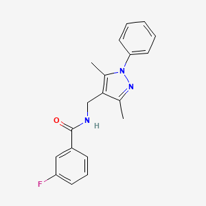 molecular formula C19H18FN3O B4723733 N-[(3,5-dimethyl-1-phenyl-1H-pyrazol-4-yl)methyl]-3-fluorobenzamide 