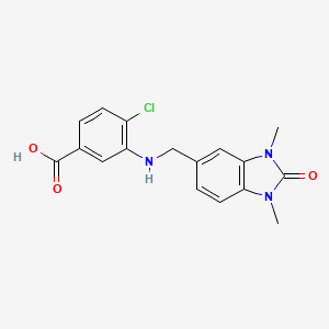 molecular formula C17H16ClN3O3 B4723771 4-chloro-3-{[(1,3-dimethyl-2-oxo-2,3-dihydro-1H-benzimidazol-5-yl)methyl]amino}benzoic acid 