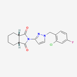 molecular formula C18H17ClFN3O2 B4723776 (3aR,7aS)-2-[1-(2-chloro-4-fluorobenzyl)-1H-pyrazol-3-yl]hexahydro-1H-isoindole-1,3(2H)-dione 