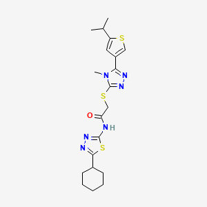 molecular formula C20H26N6OS3 B4723813 N-(5-cyclohexyl-1,3,4-thiadiazol-2-yl)-2-{[5-(5-isopropyl-3-thienyl)-4-methyl-4H-1,2,4-triazol-3-yl]thio}acetamide 