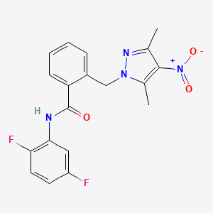 molecular formula C19H16F2N4O3 B4723835 N-(2,5-difluorophenyl)-2-[(3,5-dimethyl-4-nitro-1H-pyrazol-1-yl)methyl]benzamide 