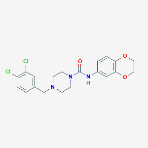 molecular formula C20H21Cl2N3O3 B4723853 4-(3,4-dichlorobenzyl)-N-(2,3-dihydro-1,4-benzodioxin-6-yl)-1-piperazinecarboxamide 