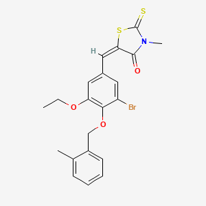 molecular formula C21H20BrNO3S2 B4723861 5-{3-bromo-5-ethoxy-4-[(2-methylbenzyl)oxy]benzylidene}-3-methyl-2-thioxo-1,3-thiazolidin-4-one 