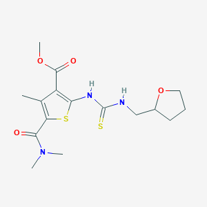 molecular formula C16H23N3O4S2 B4723890 methyl 5-[(dimethylamino)carbonyl]-4-methyl-2-({[(tetrahydro-2-furanylmethyl)amino]carbonothioyl}amino)-3-thiophenecarboxylate 