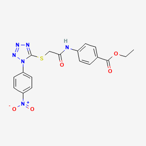 molecular formula C18H16N6O5S B4723913 ethyl 4-[({[1-(4-nitrophenyl)-1H-tetrazol-5-yl]thio}acetyl)amino]benzoate 