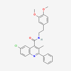 molecular formula C27H25ClN2O3 B4723919 6-chloro-N-[2-(3,4-dimethoxyphenyl)ethyl]-3-methyl-2-phenyl-4-quinolinecarboxamide 