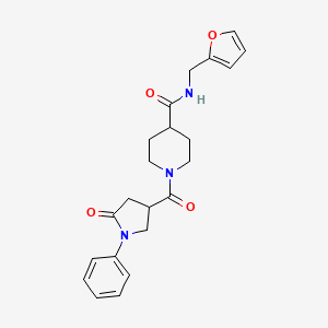 molecular formula C22H25N3O4 B4723937 N-(2-furylmethyl)-1-[(5-oxo-1-phenyl-3-pyrrolidinyl)carbonyl]-4-piperidinecarboxamide 