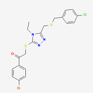 molecular formula C20H19BrClN3OS2 B4723956 1-(4-bromophenyl)-2-[(5-{[(4-chlorobenzyl)thio]methyl}-4-ethyl-4H-1,2,4-triazol-3-yl)thio]ethanone 