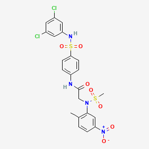molecular formula C22H20Cl2N4O7S2 B4724029 N~1~-(4-{[(3,5-dichlorophenyl)amino]sulfonyl}phenyl)-N~2~-(2-methyl-5-nitrophenyl)-N~2~-(methylsulfonyl)glycinamide 