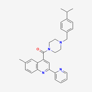 molecular formula C30H32N4O B4724038 4-{[4-(4-isopropylbenzyl)-1-piperazinyl]carbonyl}-6-methyl-2-(2-pyridinyl)quinoline 