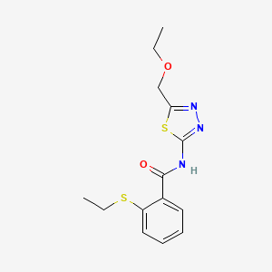 molecular formula C14H17N3O2S2 B4724064 N-[5-(ethoxymethyl)-1,3,4-thiadiazol-2-yl]-2-(ethylthio)benzamide 