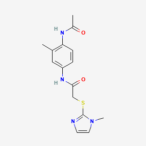 molecular formula C15H18N4O2S B4724111 N-[4-(acetylamino)-3-methylphenyl]-2-[(1-methyl-1H-imidazol-2-yl)thio]acetamide 