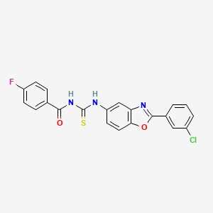 molecular formula C21H13ClFN3O2S B4724125 N-({[2-(3-chlorophenyl)-1,3-benzoxazol-5-yl]amino}carbonothioyl)-4-fluorobenzamide 