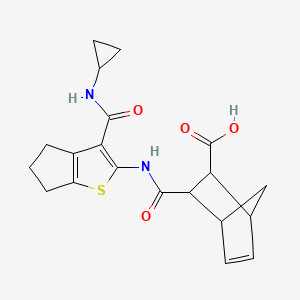 molecular formula C20H22N2O4S B4724136 3-[({3-[(cyclopropylamino)carbonyl]-5,6-dihydro-4H-cyclopenta[b]thien-2-yl}amino)carbonyl]bicyclo[2.2.1]hept-5-ene-2-carboxylic acid 