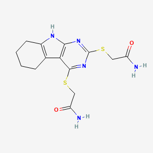 molecular formula C14H17N5O2S2 B4724188 2,2'-[6,7,8,9-tetrahydro-5H-pyrimido[4,5-b]indole-2,4-diylbis(thio)]diacetamide 