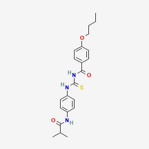 molecular formula C22H27N3O3S B4724226 4-butoxy-N-({[4-(isobutyrylamino)phenyl]amino}carbonothioyl)benzamide 