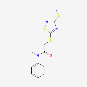 molecular formula C12H13N3OS3 B4724255 N-methyl-2-{[3-(methylthio)-1,2,4-thiadiazol-5-yl]thio}-N-phenylacetamide 