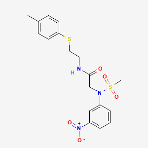 molecular formula C18H21N3O5S2 B4724271 N~1~-{2-[(4-methylphenyl)thio]ethyl}-N~2~-(methylsulfonyl)-N~2~-(3-nitrophenyl)glycinamide 