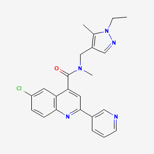 molecular formula C23H22ClN5O B4724329 6-chloro-N-[(1-ethyl-5-methyl-1H-pyrazol-4-yl)methyl]-N-methyl-2-(3-pyridinyl)-4-quinolinecarboxamide 