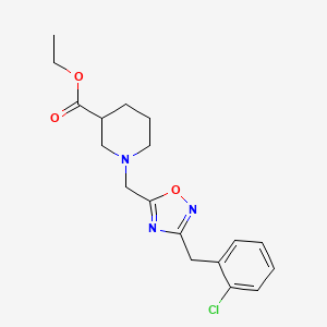 molecular formula C18H22ClN3O3 B4724335 ethyl 1-{[3-(2-chlorobenzyl)-1,2,4-oxadiazol-5-yl]methyl}-3-piperidinecarboxylate 
