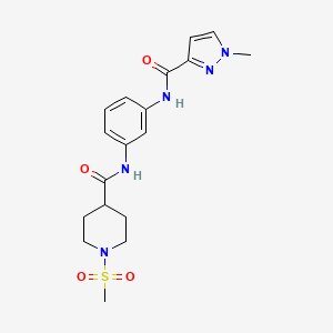 molecular formula C18H23N5O4S B4724350 N-(3-{[(1-methyl-1H-pyrazol-3-yl)carbonyl]amino}phenyl)-1-(methylsulfonyl)-4-piperidinecarboxamide 
