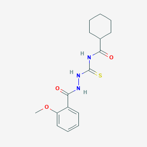 molecular formula C16H21N3O3S B4724421 N-{[2-(2-methoxybenzoyl)hydrazino]carbonothioyl}cyclohexanecarboxamide 