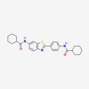 molecular formula C27H31N3O2S B4724475 N-(4-{6-[(cyclohexylcarbonyl)amino]-1,3-benzothiazol-2-yl}phenyl)cyclohexanecarboxamide 