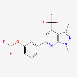 molecular formula C16H12F5N3O B4724492 6-[3-(difluoromethoxy)phenyl]-1,3-dimethyl-4-(trifluoromethyl)-1H-pyrazolo[3,4-b]pyridine 