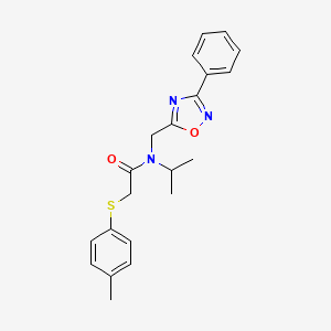 molecular formula C21H23N3O2S B4724500 N-isopropyl-2-[(4-methylphenyl)thio]-N-[(3-phenyl-1,2,4-oxadiazol-5-yl)methyl]acetamide 
