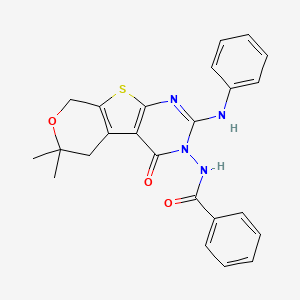 N-(2-anilino-6,6-dimethyl-4-oxo-5,8-dihydro-4H-pyrano[4',3':4,5]thieno[2,3-d]pyrimidin-3(6H)-yl)benzamide