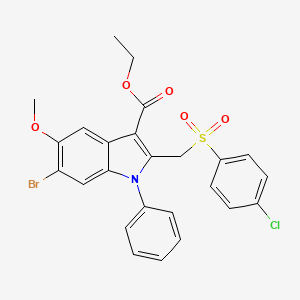 molecular formula C25H21BrClNO5S B4724532 ethyl 6-bromo-2-{[(4-chlorophenyl)sulfonyl]methyl}-5-methoxy-1-phenyl-1H-indole-3-carboxylate 