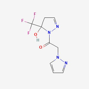 molecular formula C9H9F3N4O2 B4724547 1-(1H-pyrazol-1-ylacetyl)-5-(trifluoromethyl)-4,5-dihydro-1H-pyrazol-5-ol 
