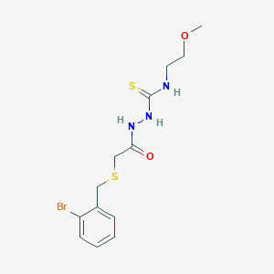 molecular formula C13H18BrN3O2S2 B4724568 2-{[(2-bromobenzyl)thio]acetyl}-N-(2-methoxyethyl)hydrazinecarbothioamide 