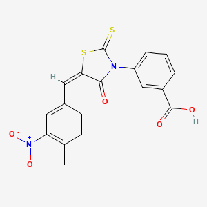 molecular formula C18H12N2O5S2 B4724583 3-[5-(4-methyl-3-nitrobenzylidene)-4-oxo-2-thioxo-1,3-thiazolidin-3-yl]benzoic acid 