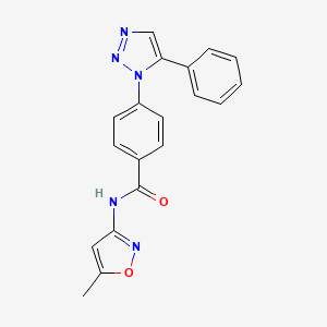 molecular formula C19H15N5O2 B4724604 N-(5-methyl-3-isoxazolyl)-4-(5-phenyl-1H-1,2,3-triazol-1-yl)benzamide 
