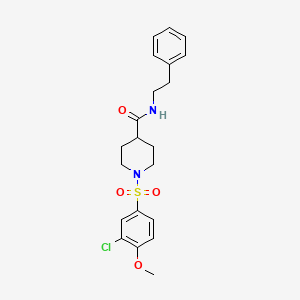 molecular formula C21H25ClN2O4S B4724633 1-[(3-chloro-4-methoxyphenyl)sulfonyl]-N-(2-phenylethyl)-4-piperidinecarboxamide 
