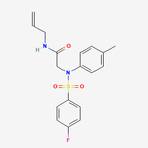 molecular formula C18H19FN2O3S B4724654 N~1~-allyl-N~2~-[(4-fluorophenyl)sulfonyl]-N~2~-(4-methylphenyl)glycinamide 