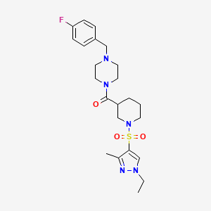 molecular formula C23H32FN5O3S B4724705 1-({1-[(1-ethyl-3-methyl-1H-pyrazol-4-yl)sulfonyl]-3-piperidinyl}carbonyl)-4-(4-fluorobenzyl)piperazine 