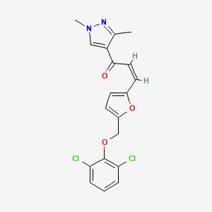 molecular formula C19H16Cl2N2O3 B4724735 3-{5-[(2,6-dichlorophenoxy)methyl]-2-furyl}-1-(1,3-dimethyl-1H-pyrazol-4-yl)-2-propen-1-one 
