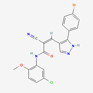molecular formula C20H14BrClN4O2 B4724749 3-[3-(4-bromophenyl)-1H-pyrazol-4-yl]-N-(5-chloro-2-methoxyphenyl)-2-cyanoacrylamide 