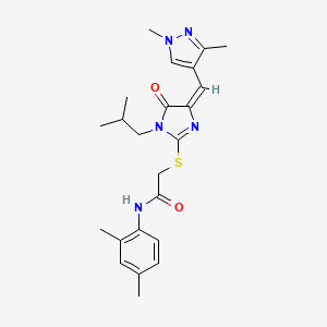 molecular formula C23H29N5O2S B4724773 N-(2,4-dimethylphenyl)-2-({4-[(1,3-dimethyl-1H-pyrazol-4-yl)methylene]-1-isobutyl-5-oxo-4,5-dihydro-1H-imidazol-2-yl}thio)acetamide 