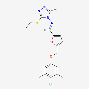 molecular formula C19H21ClN4O2S B4724784 N-({5-[(4-chloro-3,5-dimethylphenoxy)methyl]-2-furyl}methylene)-3-(ethylthio)-5-methyl-4H-1,2,4-triazol-4-amine 