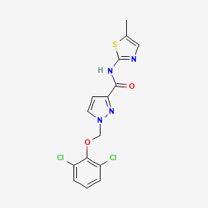molecular formula C15H12Cl2N4O2S B4724794 1-[(2,6-dichlorophenoxy)methyl]-N-(5-methyl-1,3-thiazol-2-yl)-1H-pyrazole-3-carboxamide 